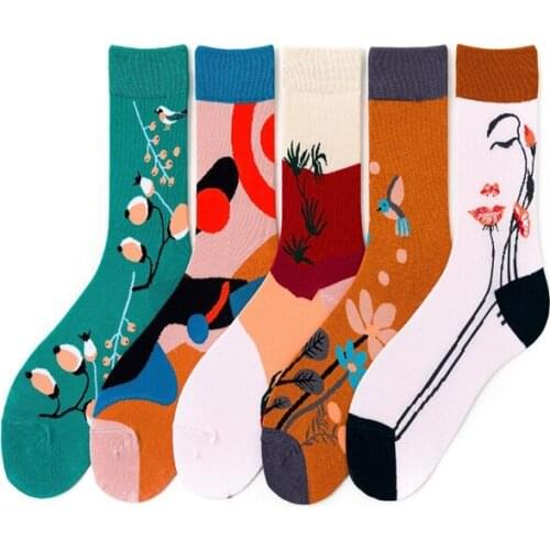 Flying Birds, women flowers, leaves, music woman, branches of the bird personality creativity, cotton socks lovers C64