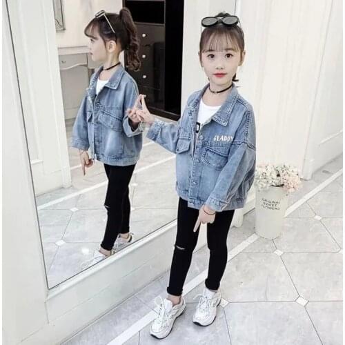 Hot Sale 2021 Denim Jacket For Girl Fashion Coats Children Clothing Autumn Baby Girls Clothes Outerwear Cartoon Jean Jacket Coat