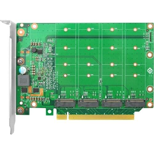 Linkreal Quad PCIe 4.0 x16 to M.2 NVMe Adapter PCIe Bifurcation with Heatsink, 4 X4 NVMe M.2 SSD in Size 2242/2260/2280-LRNV95NF