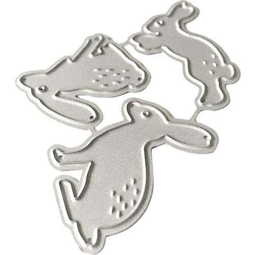 4XFA Rabbit Bunny Metal Cutting Dies Stencil Scrapbooking DIY Album Stamp Paper Card Embossing Decor Craft
