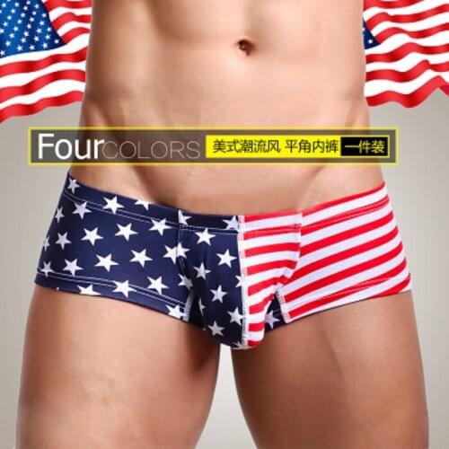 Mens Underwear Striped Boxers Funny Boxer Shorts For Men Boxer Shorts Pouch Calecon Striped USA style A Wide Belt Sexy Bokserki