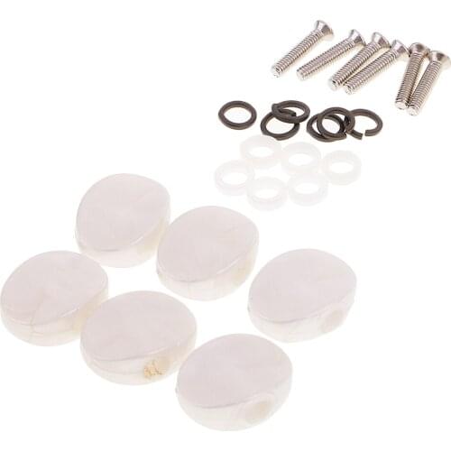 Set of 6 Pieces Tuning Peg Tuning Key Button Cap Machine Heads for Acoustic Electric Guitar Parts