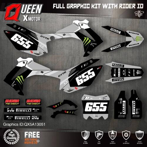 QUEEN X MOTOR Custom Team Graphics Backgrounds Decals Stickers Kit For HONDA 2014-2017 CRF250R 2013-2016 CRF450R 051