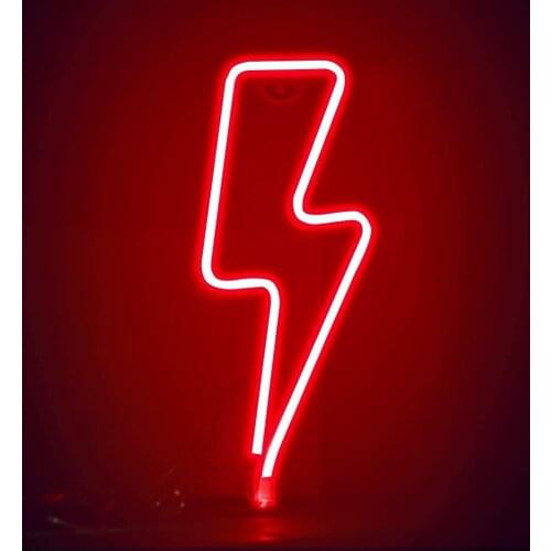 Cool Lightning Neon Sign Kids Bedroom Wall Decoration Blue Pink Red Warm White Thunderbolt Shape LED Lamp Office Gaming Room Dec