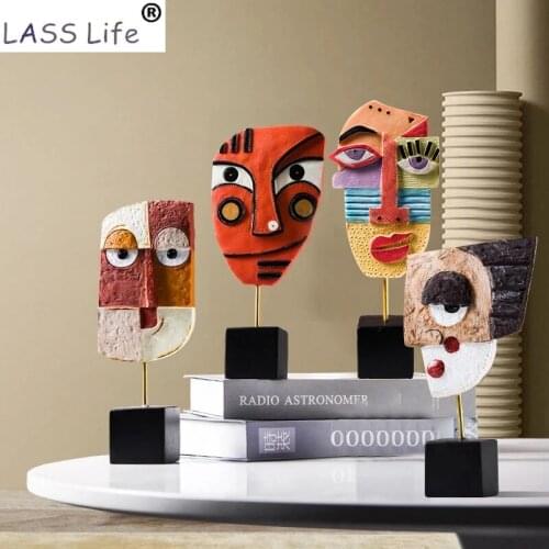 Nordic Creative Resin Abstract Face Art Statue Sculpture Figurines for Interior Sculpture Home Decoration Decor Office Ornaments