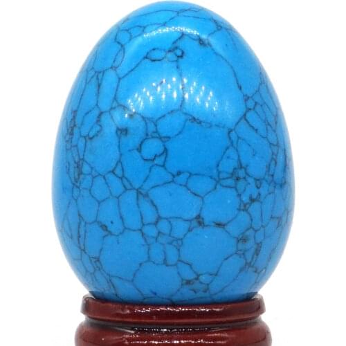 Dyed Blue Turquoise Sphere Egg Healing Reiki Crafts Massage Finger Exercise Feifanstyle natural stone minerals 35x48MM