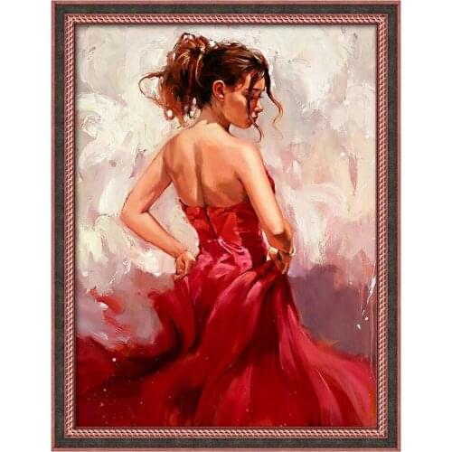 PDMDOG Full Square/Round Diamond Embroidery Sexy Red Dancer 5d DIY Diamond Painting Kits Portrait Beauty Home Decoration
