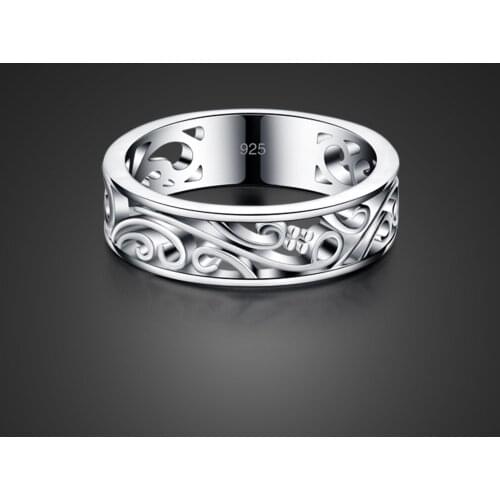 Silver Plated Ladys Index Finger Ring Fashion Exquisite Hollow Pattern Totem Ring Daily Leisure Party Jewelry Anniversary Gift