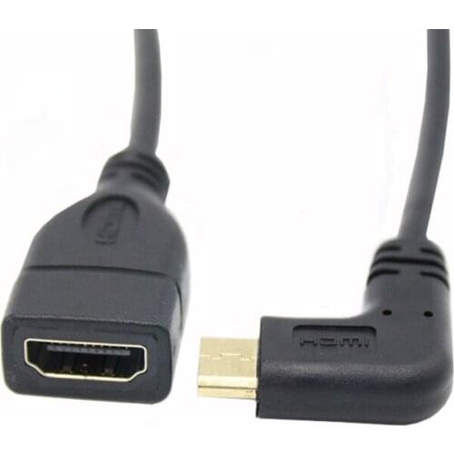 Gold Plated 90 Degree Mini HDMI male to HDMI female cable for HDTV 1080p