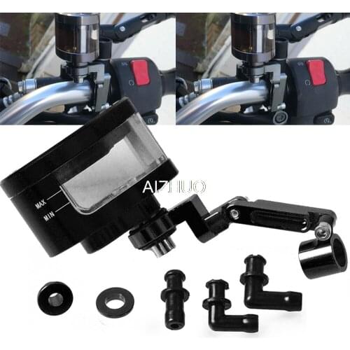 CNC Motorcycle Brake Fluid Oil Reservoir Cup Tank+Support Bracket For YAMAHA MT07 MT09 TMAX500 530 HONDA YZFR3 R25