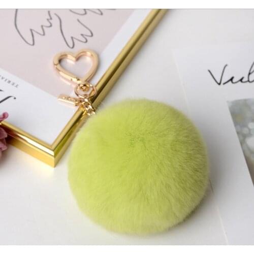 Luxury Fluffy Real Rex Rabbit Fur Ball Pompom Keychain Metal RIng Pendant Bag Charm