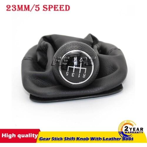 5 Speed 23mm Gear Stick Shift Knob With Leather Boot For VW Golf 4 MK4 1998 1999 2000 2001 2002 2003 2004 2005 2006