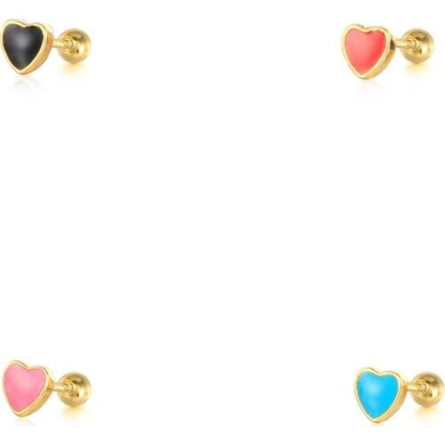 BOAKO 1pcs 925 Sterling Silver Earrings For Women Red Heart Stud Earrings Ear Piercing Pendientes Mom Gift 2021 Trend Vintage