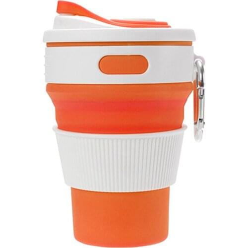 Folding Silicone Cup With Carabiner Portable Telescopic Drinking Collapsible Coffee Cup Multi-function Foldable Mug For Travel