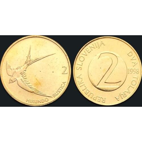 Slovenian 2 Toral Coin 100% Real Genuine Original Coin Comemorative Coin Collection Rare Unc