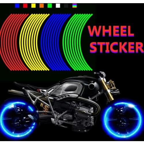 16Pcs 10/12/14inch Universal Motorcycle Wheel Rim Reflective Stickers Bicycle Auto Decals Waterpoof Personalise Accessories