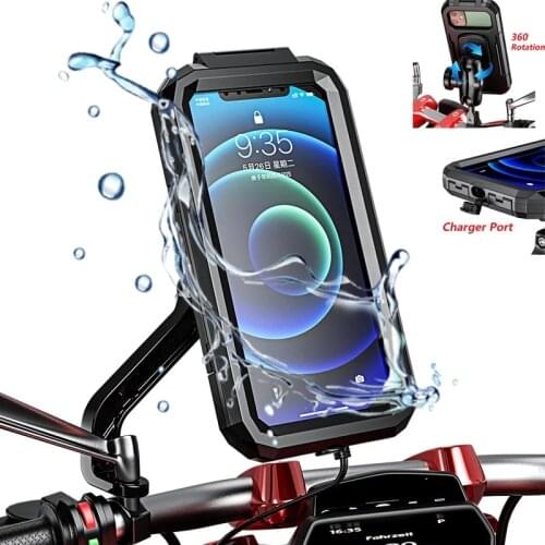 New Waterproof Phone Case Bike Motorcycle Handlebar Rear View Mirror 3 to 6.8" Cellphone Mount Bag Motorbike Scooter Phone Stand