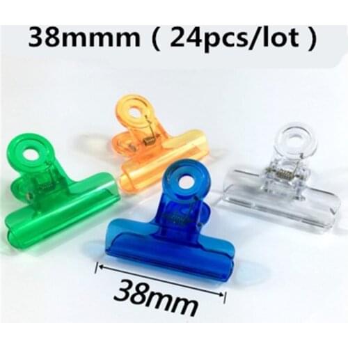 24pcs/pack 38mm Plastic Money Letter Paper File Clamps Clip For Office School