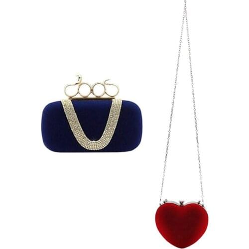 Womens Elegant Evening Bag Ladies' Handbag Clutch Bag (Snake Dark Blue) & Heart Shaped Diamonds Women Evening Bags