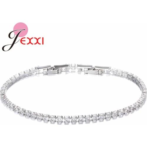 Modern Shiny Thin Bracelets Wedding Engagement Jewelry 925 Sterling Silver Cubic Zircon Fashion Women Valentines Gift
