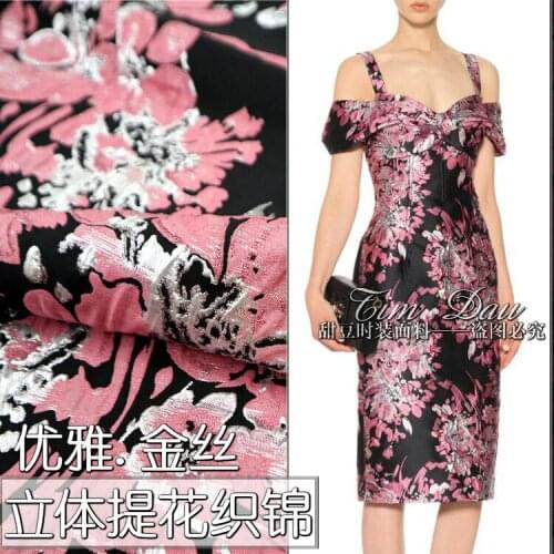 140cm gold jacquard fabric three-dimensional yarn-dyed fashion suit dress jacquard fabric wholesale cloth