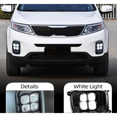 Car flashing 2PCS LED DRL Daytime Running Light Daylight Waterproof fog lamp Cover car Styling lights For KIA Sorento 2013 2014