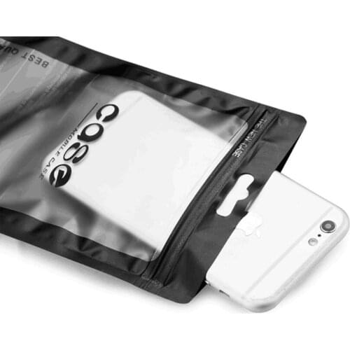 300pcs 12*21cm Waterproof Zipper Mobile Phone Shell Plastic package case Bags Zip Lock With Hang Hole Resealable Packaging Pouch