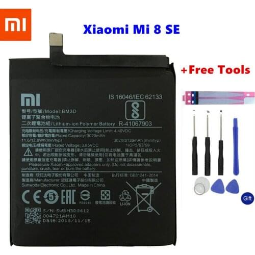 Xiao Mi Original Phone Battery BM3D 3020mAh for Xiaomi Mi 8 SE High Quality Replacement Batteries Retail Package Free Tools