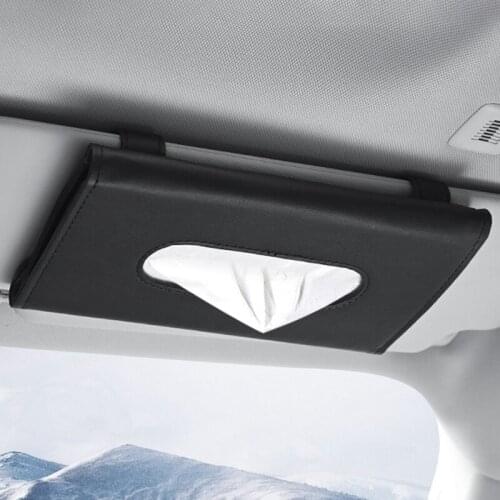 Car Tissue Box Towel Sets Car Sun Visor Tissue Box Holder Auto Interior PU Leather Paper Napkin Cover Storage Car Accessories
