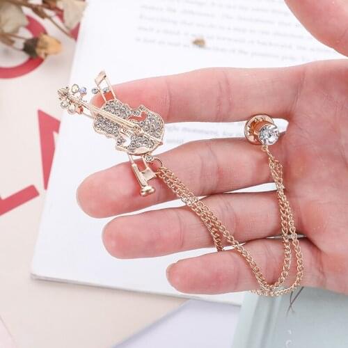Brooch 2021 New Fashion Mens Guitar Musical Instrument Pin Accessories Set High-end Luxury Suit Jacket Decoration Simple Female