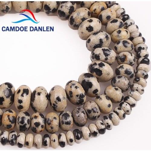 Natural Spotted Stone Dalmation Dot Abacus Spacer Beads 4 6 8mm DIY Handmade Necklace Bracelet Jewelry Making Accessories