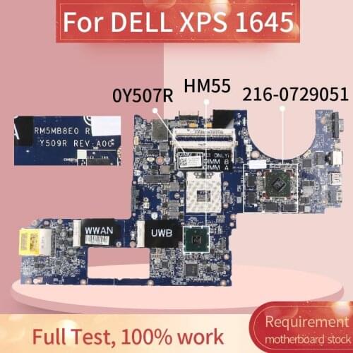CN-0Y507R 0Y507R Laptop motherboard For DELL XPS 1645 HD4670 1GB PM55 I7 Notebook Mainboard DA0RM5MB8E0 HM55 216-0729051 DDR3