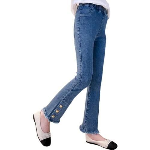 Jeans For Girl Solid Color Girl Jeans Kids 2021 Autumn Trousers For Children Casual Style Childrens Clothing 6 8 10 12 14