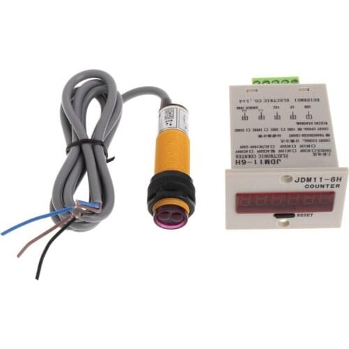 Photoelectric Sensor Switch and 6 Digits LED Display 1-999999 Counter Adjustable NPN Photoelectric Sensor Counter Module