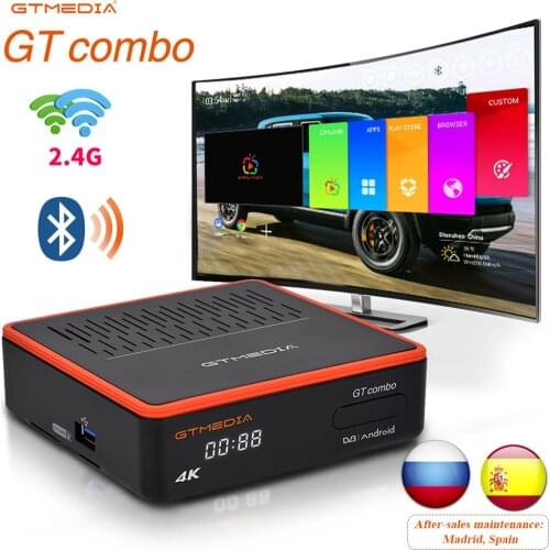 GT Combo 4K 8K Android 9.0 Smart Wired Satellite Receiver ccam 2G+16G TV Box TV Tuner M3U Ccam built-in WiFi DVB-S2X/T2 Gtmedia