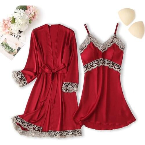 Sexy Women Rayon Kimono Bathrobe Bride Bridesmaid Wedding Robe Set Lace Patchwork Sleepwear Casual Home Clothes Nightwear