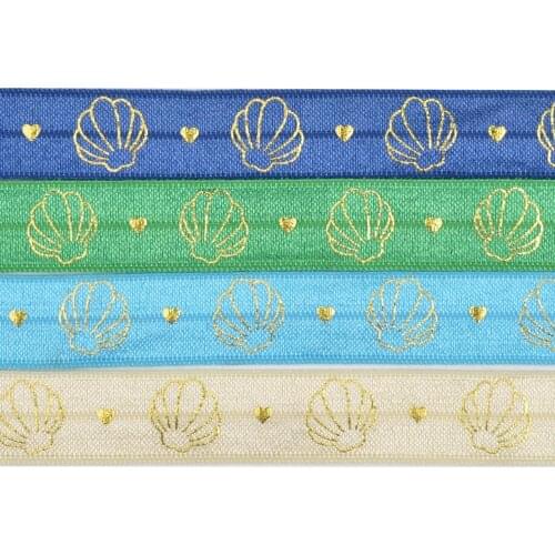 HSDELASTIC Foe 5/8 inch Heat transfer printed shell Series on fold over elastic 50Yards/Roll