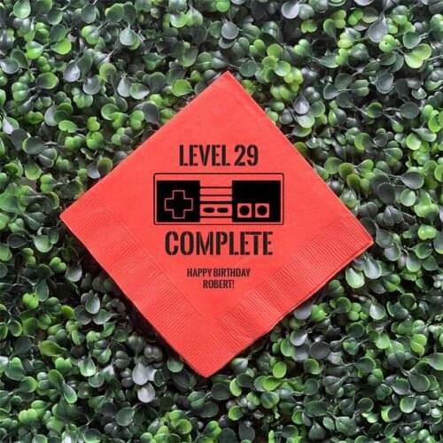 Custom Level 29 Complete Birthday Personalized Birthday Napkins