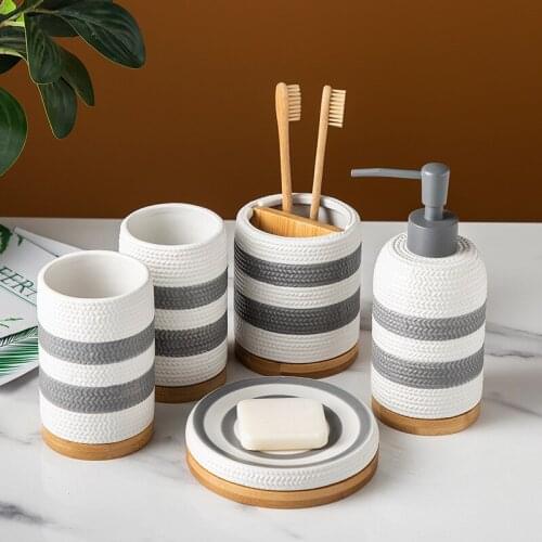 Nordic ceramic bathroom wash five-piece creative wash cup electric toothbrush holder wash set