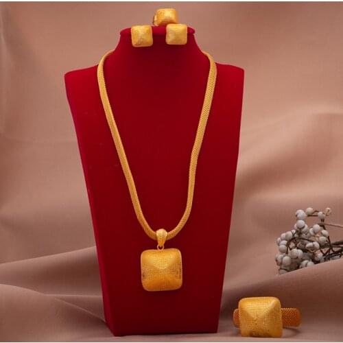 24K luxury Dubai Gold Color plated Jewelry sets For Women Girl high Quality Design Wedding jewelry set