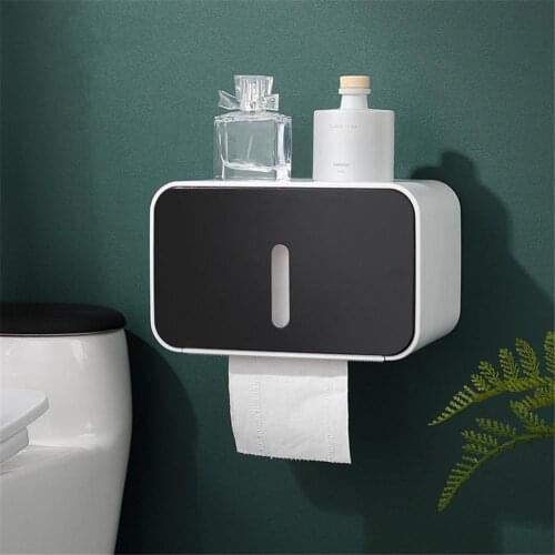 Bathroom Tissue Storage Box Waterproof Nail-free Wall Mounted Toilet Paper Tray