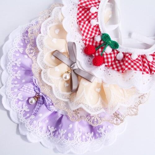 Cats Kitten Flower Lace Bow Bell Collar Dog Puppy String Bib Necklace Neck Strap Fashion Cat Dog Scarf Neckerchief Pet Supply