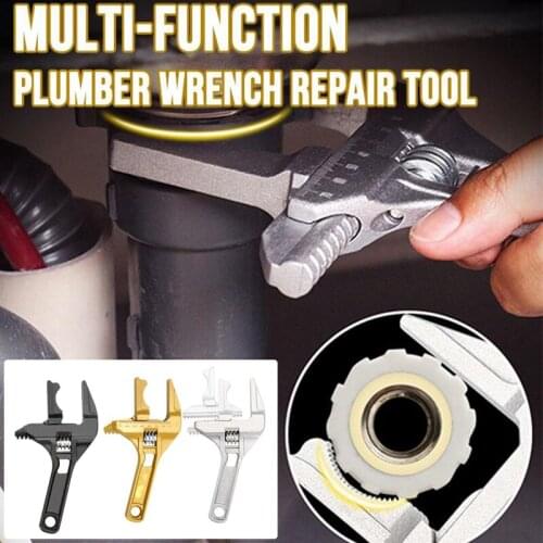 Multi-Function Plumber Wrench Repair Tool Adjustable Wrench Short Shank Large Opening Bathroom Spanner Wrench GQ
