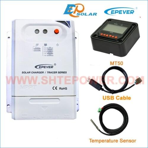 MPPT 20A Tracer2210CN solar regulator for charging system with MT50 and temperature sensor+USB cable