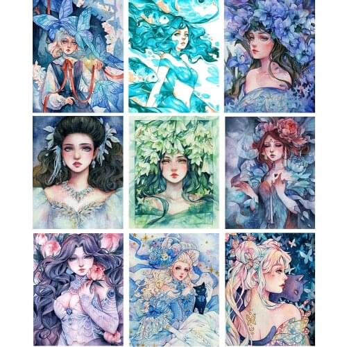 Girl Cartoon DIY Oil Painting By Numbers HandPainted Kits Drawing Pictures By Numbers Portrait Home Decortion Gift