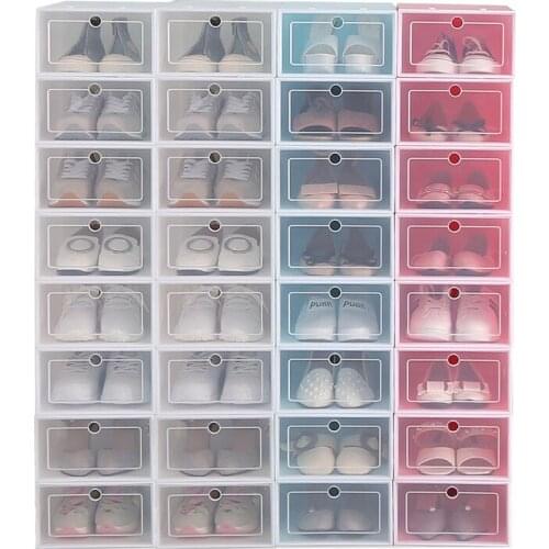 Shoe Box Set Multicolor Foldable Storage Plastic Clear Home Organizer Shoe Rack Stack Display Storage Organizer Single Box