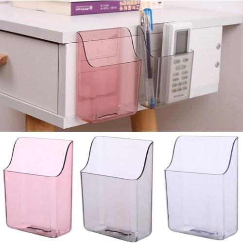 Wall Mounted Storage Box Bathroom Transparent Plastic Toilet Rack Punch-free Stationery Remote Control Debris Storage Box