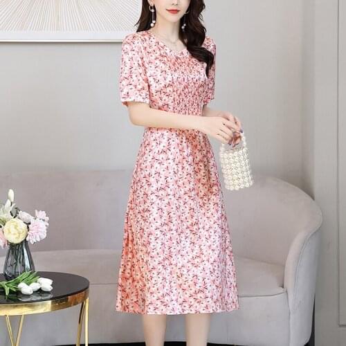 Genuine Silk Womens Summer Dress Female High Waist Dress Elegant Woman Dress Boho Dress Ladies Midi Dress Ropa De Mujer Zjt2687