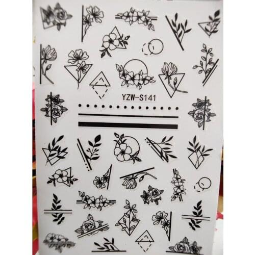 The New 3D Nail Sticker Art Geometric Rose Triangle Self Adhesive Nail Designer Sliders Decals Decorations Manicure Accessories