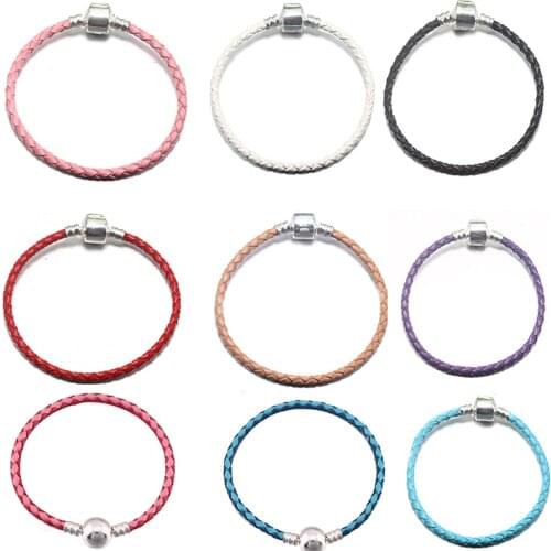 BAOPON 5Pcs/Lot Braided Cow Leather Bracelet Cord Brand Bracelets fit Charm Bracelet Jewelry Making Wristband DIY Handmade